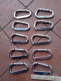 lotto 10 moschettoni in alluminio 