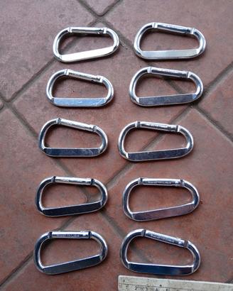 lotto 10 moschettoni in alluminio 