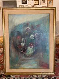 Quadro bruno donadel anni 70 vaso di fiori