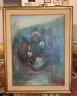 Quadro bruno donadel anni 70 vaso di fiori