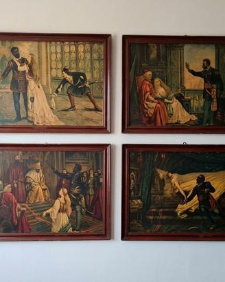Serie Completa di 4 Quadri d'Epoca "Otello" '900
