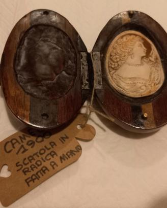 ANTICO CAMMEO CON SCATOLA SCOLPITA A MANO