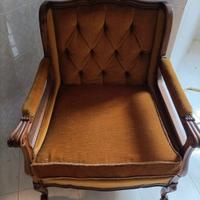 3 poltrone in legno e tessuto 