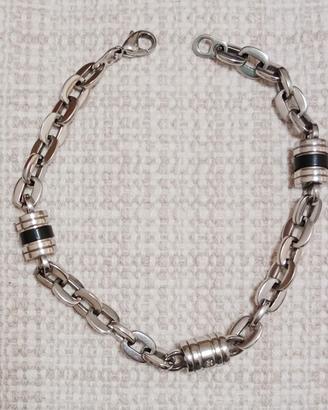 Bracciale acciaio caucciù cristallo