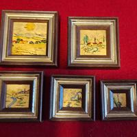 set mini uadretti vintage in foglia oro 23 kt