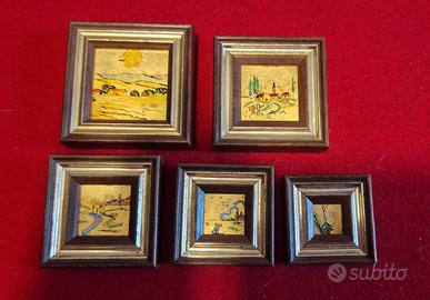 set mini uadretti vintage in foglia oro 23 kt