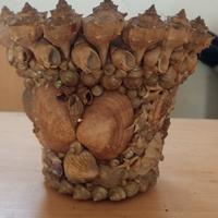 vaso terracotta con conchiglie 