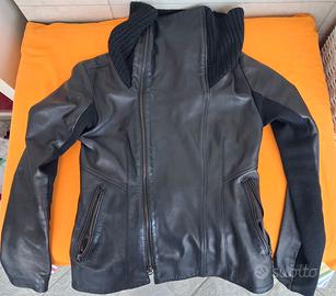 Giacca di vera pelle con collo in maglia