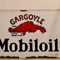 Insegna smaltata bifacciale mobiloil gargoyle