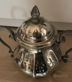 Vintage Zuccheriera in peltro lavoro a mano