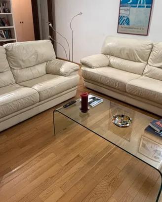 Due divani in pelle - colore bianco panna