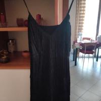 vestito da sera nero con frange 