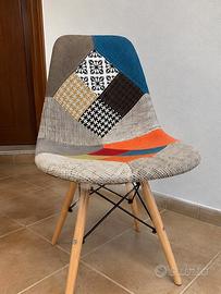Sedie in Patchwork Colorate con Gambe in legno