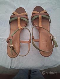 Sandali Bicolore verde pallido e beige