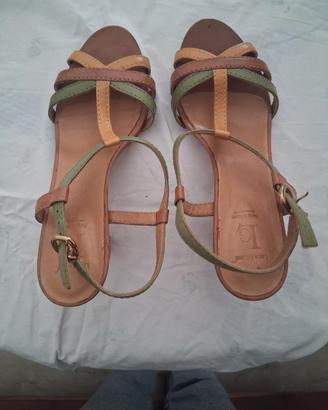 Sandali Bicolore verde pallido e beige