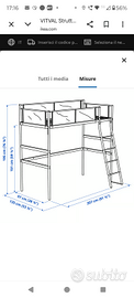 Letto a soppalco Ikea vitval usato