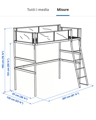 Letto a soppalco Ikea vitval usato