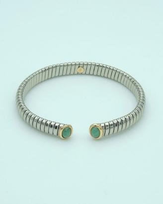Bracciale in acciaio, oro 18kt e smeraldi