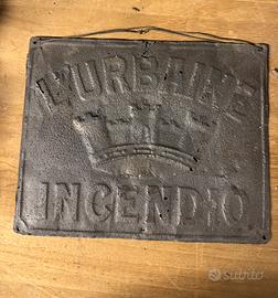 Targa in metallo Vintage L’urbaine incendio