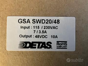 DETAS GSA SWD20/48 480W 48V 10A Alimentatore DIN