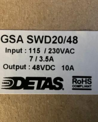 DETAS GSA SWD20/48 480W 48V 10A Alimentatore DIN