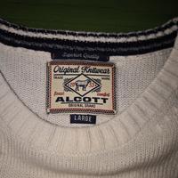 Maglione Alcott bianco con inserti marrone scuro 