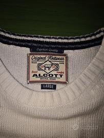 Maglione Alcott bianco con inserti marrone scuro 