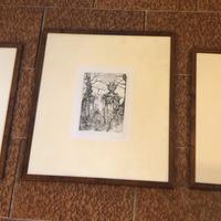 Tre incisioni su cartoncino incorniciate Tacconi