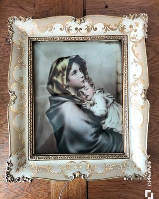 madonna con bambino con cornice luminosa 