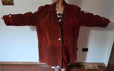 Cappotto donna in vera pelle scamosciata taglia M