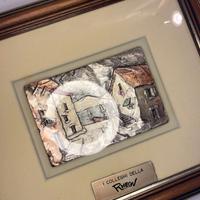 QUADRO VINTAGE CON PAESAGGIO IN LASTRA DI ARGENTO
