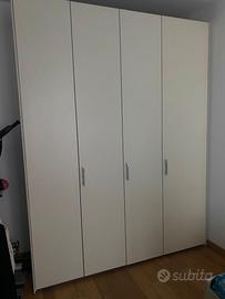 MILANO: Armadio Moderno 4 Ante Bianco 205x255x61cm