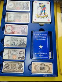 carte da gioco complete di gettoni lire italiane