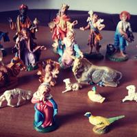 Presepe 32 statuine vintage e paesaggio Natale