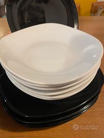 Set piatti quadrati neri e bianchi