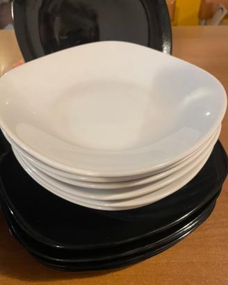 Set piatti quadrati neri e bianchi