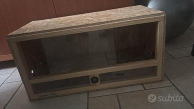 Terrario in legno OSB 80x40x49 cm vetri scorrevoli