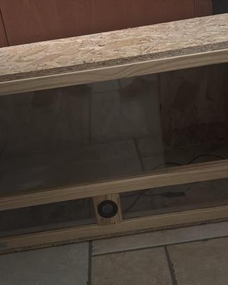 Terrario in legno OSB 80x40x49 cm vetri scorrevoli