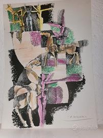 Litografia acquerellata a mano di A. Bolzonella