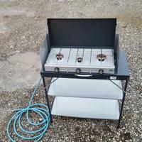 Fornello gas 3 fuochi esterno e scaffaletto