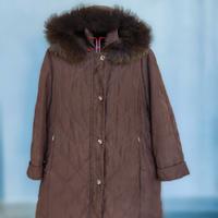 Cappotto trapuntato marrone con cappuccio