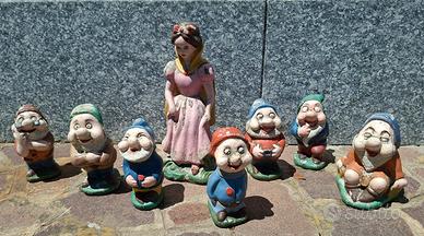 Biancaneve e sette nani da giardino vintage anni '