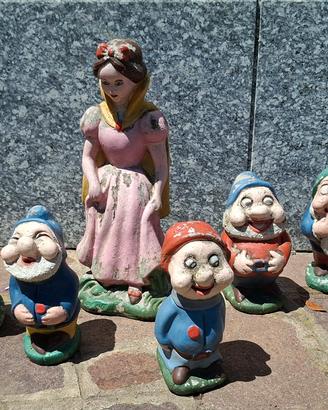Biancaneve e sette nani da giardino vintage anni '