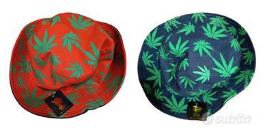 Lotto 2 cappelli bucket fantasia foglie nuovi