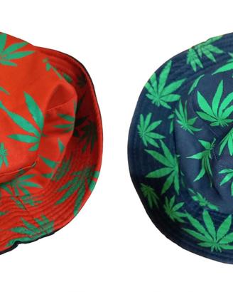 Lotto 2 cappelli bucket fantasia foglie nuovi
