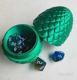 Uovo di drago portadadi + 7 dadi D&D GDR