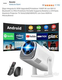 Proiettore 1080P 4K WiFi 6 Bluetooth 5.2