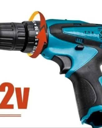 Trapano avvitatore con 2 batterie 12V + accessori 