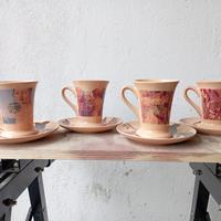 4 Tazze Eraclea cioccolata con piattino 