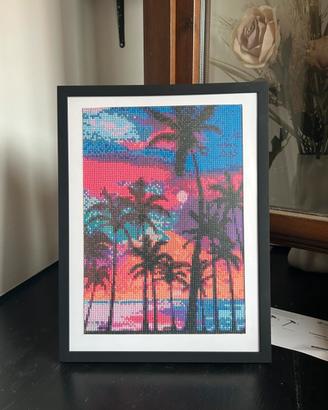 Quadro diamond painting palme e tramonto 30x40 cm